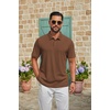 image:imageCOOFANDY Mens Polo Shirt Casual Short Sleeve Textured Knit Button Polo TShirts Summer Vacation Stretchy Golf ShirtsBrown
