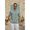 image:imageCOOFANDY Mens Polo Shirt Casual Short Sleeve Textured Knit Button Polo TShirts Summer Vacation Stretchy Golf ShirtsGray Green