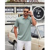 image:imageCOOFANDY Mens Polo Shirt Casual Short Sleeve Textured Knit Button Polo TShirts Summer Vacation Stretchy Golf ShirtsGray Green