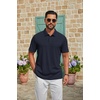 image:imageCOOFANDY Mens Polo Shirt Casual Short Sleeve Textured Knit Button Polo TShirts Summer Vacation Stretchy Golf ShirtsNavy Blue