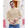 image:imageCOOFANDY Mens Slim Fit Mock Turtleneck T Shirt Casual Basic Knitted Long Sleeve Pullover SweaterLight Brown Khaki