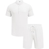 image:imageCOOFANDY Mens Summer Beach Outfits 2 Piece Casual Textured Henley Shirt and Shorts SetAwhite