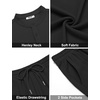 image:imageCOOFANDY Mens Summer Beach Outfits 2 Piece Casual Textured Henley Shirt and Shorts SetBlack