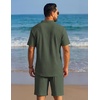 image:imageCOOFANDY Mens Summer Beach Outfits 2 Piece Casual Textured Henley Shirt and Shorts SetGreen