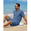 image:imageCOOFANDY Mens Summer Beach Outfits 2 Piece Casual Textured Henley Shirt and Shorts SetGrey Blue