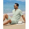 image:imageCOOFANDY Mens Summer Beach Outfits 2 Piece Casual Textured Henley Shirt and Shorts SetIce Green