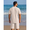 image:imageCOOFANDY Mens Summer Beach Outfits 2 Piece Casual Textured Henley Shirt and Shorts SetMoon Grey