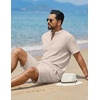 image:imageCOOFANDY Mens Summer Beach Outfits 2 Piece Casual Textured Henley Shirt and Shorts SetMoon Grey