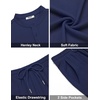 image:imageCOOFANDY Mens Summer Beach Outfits 2 Piece Casual Textured Henley Shirt and Shorts SetNavy Blue