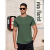 image:imageCOOFANDY Mens TShirts Henley Short Sleeve Cotton Shirts Button Tee Tops  COOFANDYDark Green