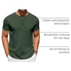 image:imageCOOFANDY Mens TShirts Henley Short Sleeve Cotton Shirts Button Tee Tops  COOFANDYDark Green