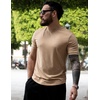 image:imageCOOFANDY Mens TShirts Summer Crew Neck Casual T Shirts Plain Short Sleeve Shirts Basic TeesB Light Khakiblack