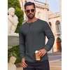 image:imageCOOFANDY Mens Waffle Henley Shirts Long Sleeve Casual TShirt Basic Lightweight Pullover TeesDark Gray