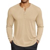 image:imageCOOFANDY Mens Henley Shirts Long Sleeve Lightweight Button TShirt Casual Basic Tee TopLight Khaki