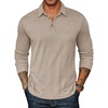 image:imageCOOFANDY Mens Long Sleeve Polo Shirts Classic Casual Button Polo Tee Lightweight Collared Golf ShirtLight Khaki