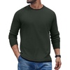 image:imageCOOFANDY Mens Long Sleeve Tee Shirts Cotton Waffle Crewneck Pullover Tshirts with Contrast TrimArmy Green  Black Trims