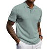 image:imageCOOFANDY Mens Polo Shirt Casual Short Sleeve Textured Knit Button Polo TShirts Summer Vacation Stretchy Golf ShirtsGray Green