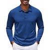 image:imageCOOFANDY Mens Polo Shirt Long Sleeve Moisture Wicking Golf Shirts Sun Protection Collared Work ShirtsSapphire Blue