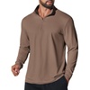 image:imageCOOFANDY Mens Quarter Zip Pullover Shirts Long Sleeve Sun Protection UPF 50 Rash Guard Athletic Golf Running ShirtBrown