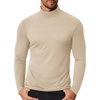 image:imageCOOFANDY Mens Slim Fit Mock Turtleneck T Shirt Casual Basic Knitted Long Sleeve Pullover SweaterLight Brown Khaki