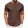 image:imageCOOFANDY Mens TShirts Henley Short Sleeve Cotton Shirts Button Tee Tops  COOFANDYBrown