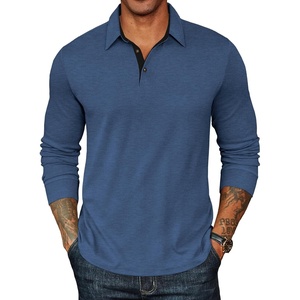 image:imageCOOFANDY Mens Long Sleeve Polo Shirts Classic Casual Button Polo Tee Lightweight Collared Golf ShirtNavy Blue New