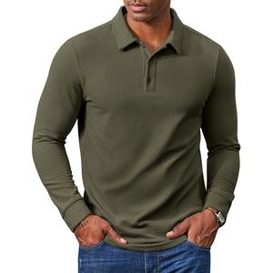 image:imageCOOFANDY Mens Long Sleeve Polo Shirts Corduroy Button Collared Casual TopArmy Green