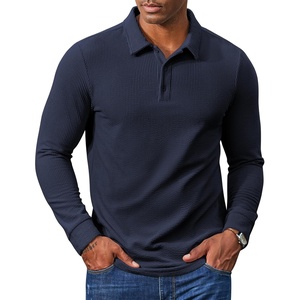 image:imageCOOFANDY Mens Long Sleeve Polo Shirts Corduroy Button Collared Casual TopNavy Blue