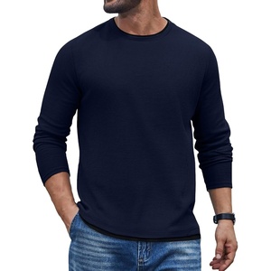 image:imageCOOFANDY Mens Long Sleeve Tee Shirts Cotton Waffle Crewneck Pullover Tshirts with Contrast TrimNavy  Black Trim