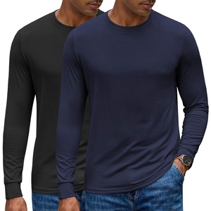 image:imageCOOFANDY Mens Long Sleeve Tee Shirts Crew Neck TShirt Casual Pullover Basic Tees Soft Stretch TshirtsBlackdark Blue