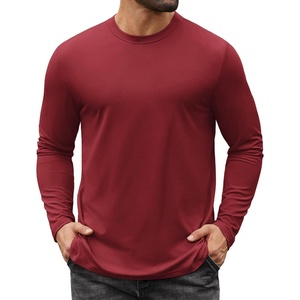 image:imageCOOFANDY Mens Long Sleeve Tee Shirts Stretch Crew Neck Thermal Shirts Casual T Shirts for MenDeep Red