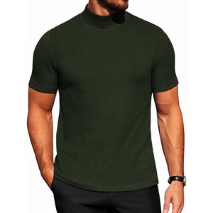 image:imageCOOFANDY Mens Mock Neck TShirts Short Sleeve Ribbed Knit Shirt Soft Tee Shirt Casual Basic TopsArmy Green