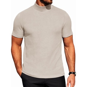 image:imageCOOFANDY Mens Mock Neck TShirts Short Sleeve Ribbed Knit Shirt Soft Tee Shirt Casual Basic TopsCream