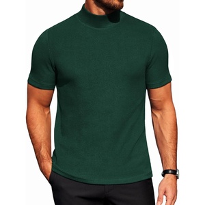 image:imageCOOFANDY Mens Mock Neck TShirts Short Sleeve Ribbed Knit Shirt Soft Tee Shirt Casual Basic TopsGreen