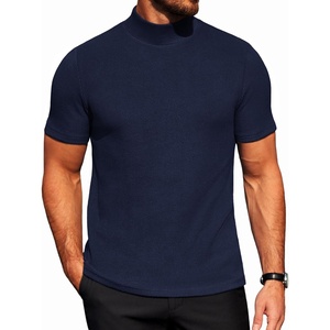 image:imageCOOFANDY Mens Mock Neck TShirts Short Sleeve Ribbed Knit Shirt Soft Tee Shirt Casual Basic TopsNavy Blue