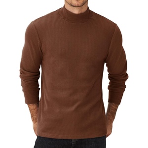 image:imageCOOFANDY Mens Mock Turtleneck Sweater Long Sleeve Half Neck Pullover Thermal Casual Ribbed High Neck Pullover SweaterBrown
