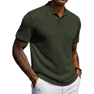 image:imageCOOFANDY Mens Polo Shirt Casual Short Sleeve Textured Knit Button Polo TShirts Summer Vacation Stretchy Golf ShirtsArmy Green
