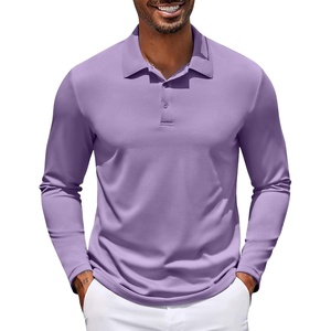 image:imageCOOFANDY Mens Polo Shirt Long Sleeve Moisture Wicking Golf Shirts Sun Protection Collared Work ShirtsLilac