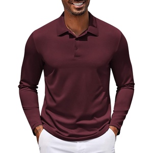 image:imageCOOFANDY Mens Polo Shirt Long Sleeve Moisture Wicking Golf Shirts Sun Protection Collared Work ShirtsMaroon