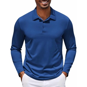 image:imageCOOFANDY Mens Polo Shirt Long Sleeve Moisture Wicking Golf Shirts Sun Protection Collared Work ShirtsSapphire Blue