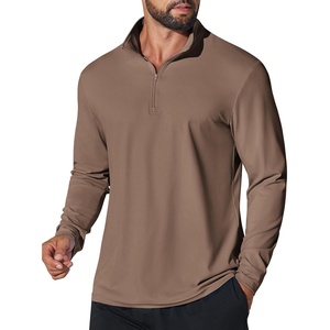 image:imageCOOFANDY Mens Quarter Zip Pullover Shirts Long Sleeve Sun Protection UPF 50 Rash Guard Athletic Golf Running ShirtBrown