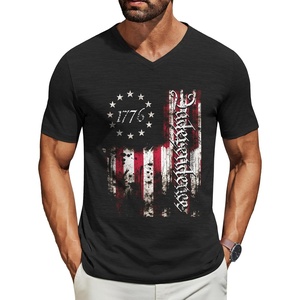image:imageCOOFANDY Mens T Shirts Short Sleeve Classic V Neck TShirt Casual Summer Basic Tee ShirtYblack Independence Flag