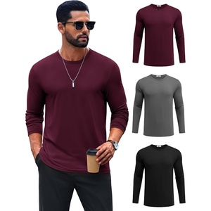 image:imageCOOFANDY Mens TShirt Long Sleeve Crew Neck Basic Tee Shirts Soft Casual Lightweight TShirtsBblackDark GreyDark Red