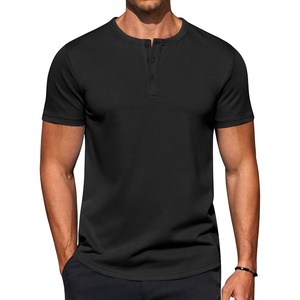 image:imageCOOFANDY Mens TShirts Henley Short Sleeve Cotton Shirts Button Tee Tops  COOFANDYBlack