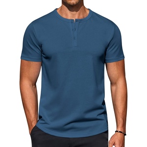 image:imageCOOFANDY Mens TShirts Henley Short Sleeve Cotton Shirts Button Tee Tops  COOFANDYBlue