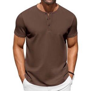 image:imageCOOFANDY Mens TShirts Henley Short Sleeve Cotton Shirts Button Tee Tops  COOFANDYBrown