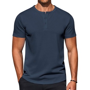 image:imageCOOFANDY Mens TShirts Henley Short Sleeve Cotton Shirts Button Tee Tops  COOFANDYNavy Blue