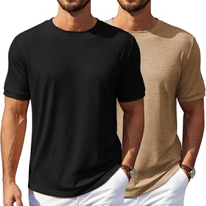 image:imageCOOFANDY Mens TShirts Summer Crew Neck Casual T Shirts Plain Short Sleeve Shirts Basic TeesB Light Khakiblack