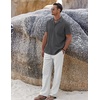image:imageCOOFANDY Men 2 Piece Linen Outfit Beach Button Down Shirt Casual Loose Pant SetsDark Gray ShirtWhite Pants
