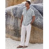 image:imageCOOFANDY Men 2 Piece Linen Outfit Beach Button Down Shirt Casual Loose Pant SetsGrey Green Stripes ShirtWhite Pants